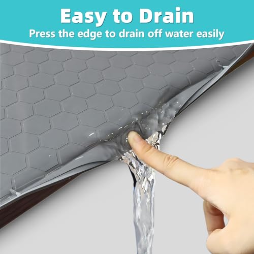 PoYang 31"x22" for Under Sink Mat: Silicone Under Sink Mats for Kitchen Waterproof, Kitchen Bathroom Sink Cabinet Protector Mat for Under Sink Liner, Under Sink Tray Prevent Drips Leaks, Grey