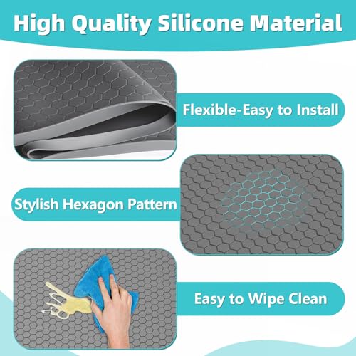 PoYang 31"x22" for Under Sink Mat: Silicone Under Sink Mats for Kitchen Waterproof, Kitchen Bathroom Sink Cabinet Protector Mat for Under Sink Liner, Under Sink Tray Prevent Drips Leaks, Grey