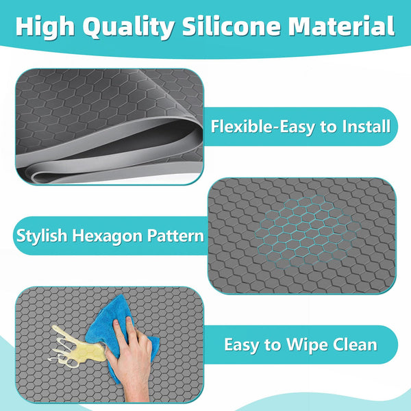 PoYang 28"x22" for Under Sink Mat: Silicone Under Sink Mats for Kitchen Waterproof, Kitchen Bathroom Sink Cabinet Protector Mat for Under Sink Liner, Under Sink Tray Prevent Drips Leaks, Grey