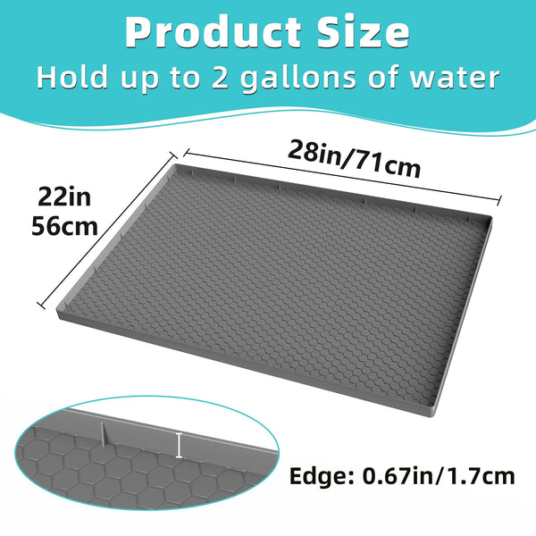 PoYang 28"x22" for Under Sink Mat: Silicone Under Sink Mats for Kitchen Waterproof, Kitchen Bathroom Sink Cabinet Protector Mat for Under Sink Liner, Under Sink Tray Prevent Drips Leaks, Grey