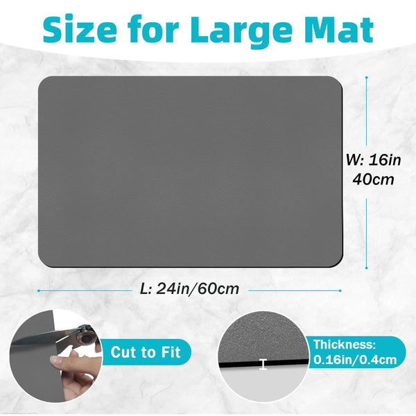 PoYang Coffee Mat 24"x16" Large Coffee Bar Mat, Hide Stain Coffee Maker Mat for Countertops, Absorbent Coffee Matt for Counter, Coffee Station Mat Quick Dry, Anti-Slip Coffee Machine Mat, Grey