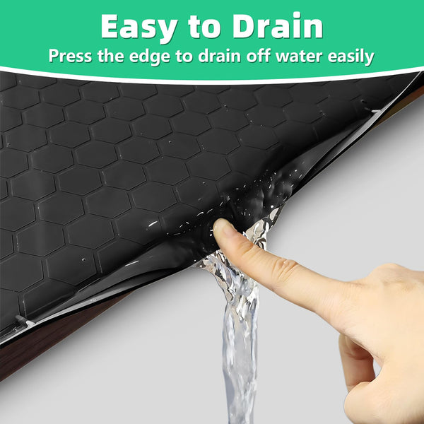 PoYang 34"x22" for Under Sink Mat: Silicone Under Sink Mats for Kitchen Waterproof, Kitchen Bathroom Sink Cabinet Protector Mat for Under Sink Liner, Under Sink Tray Prevent Drips Leaks, Black