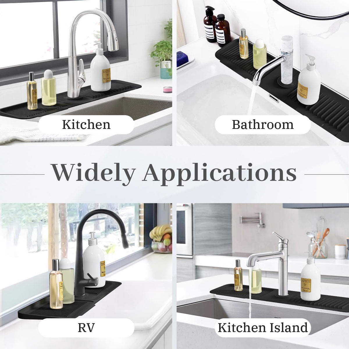 PoYang 24 inch Silicone Draining Mat for Kitchen Sink Splash Guard Beh ...