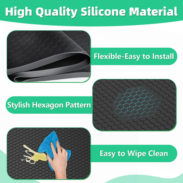 PoYang 34"x22" for Under Sink Mat: Silicone Under Sink Mats for Kitchen Waterproof, Kitchen Bathroom Sink Cabinet Protector Mat for Under Sink Liner, Under Sink Tray Prevent Drips Leaks, Black