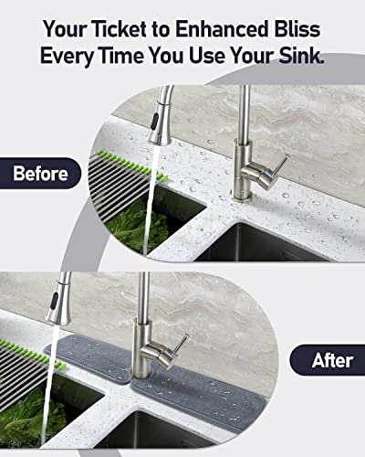 Sink Splash Guard Behind Faucet: PoYang Sink Splash Guard, Kitchen Faucet Mat, Sink Faucet Mat for Kitchen, Faucet Splash Catcher, Sink Water Splash Guard, Machine Washable (2Pack, 24'' x 5.1'')