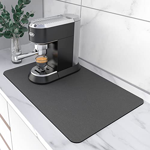 Coffee Maker Mat for Countertops: Coffee Mat Absorbent Coffee Bar Mat for Kitchen Hide Stain Rubber Backed, 12" X 17" Coffee Bar Accessories Fit Under Coffee Machine Coffee Pot Appliance Mats (Grey)