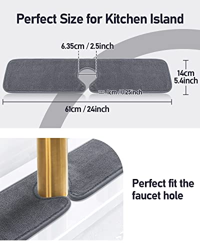 Faucet Mat for Kitchen Sink: PoYang Kitchen Sink Splash Guard Behind Faucet, Kitchen Faucet Absorbent Mat, Sink Faucet Mat, Microfiber Cloth Faucet Mat, Machine Washable (4 Pack, 24''x 5.1'')