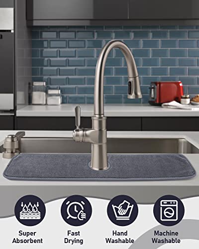 Sink Splash Guard Behind Faucet: PoYang Sink Splash Guard, Kitchen Faucet Mat, Sink Faucet Mat for Kitchen, Faucet Splash Catcher, Sink Water Splash Guard, Machine Washable (2Pack, 24'' x 5.1'')