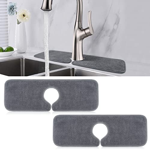 Kitchen Sink Splash Guard: PoYang Sink Faucet Mat, Faucet Mat for Kitchen Sink, Kitchen Faucet Absorbent Mat for Sink, Splash Guard Behind Faucet, Machine Washable (2 Pack, 17.7''x4.7'')