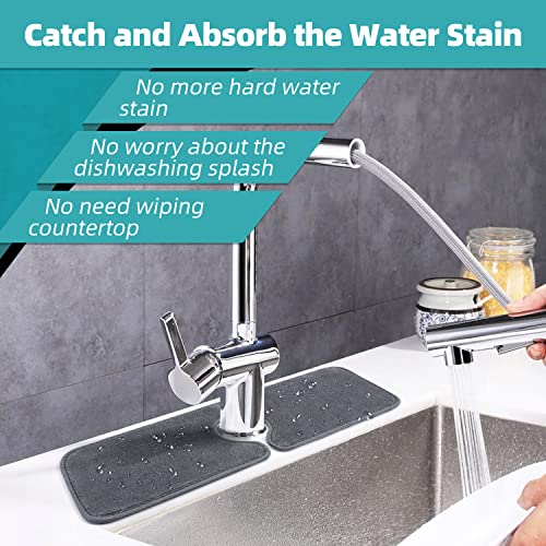 Kitchen Sink Splash Guard: PoYang Sink Faucet Mat, Faucet Mat for Kitchen Sink, Kitchen Faucet Absorbent Mat for Sink, Splash Guard Behind Faucet, Machine Washable (2 Pack, 17.7''x4.7'')