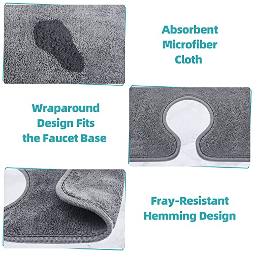 Kitchen Sink Splash Guard: PoYang Sink Faucet Mat, Faucet Mat for Kitchen Sink, Kitchen Faucet Absorbent Mat for Sink, Splash Guard Behind Faucet, Machine Washable (2 Pack, 17.7''x4.7'')