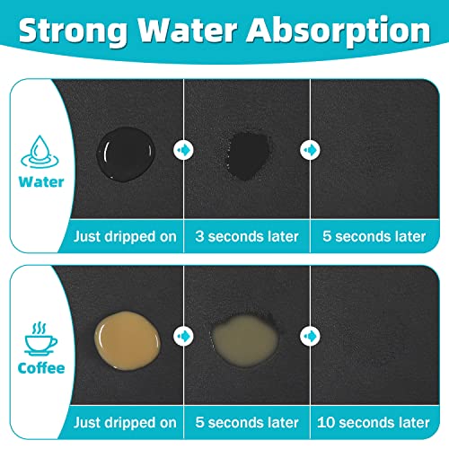 Coffee Maker Mat for Countertops: Coffee Mat Absorbent Coffee Bar Mat for Kitchen Hide Stain Rubber Backed, 12" X 17" Coffee Bar Accessories Fit Under Coffee Machine Coffee Pot Appliance Mats (Black)