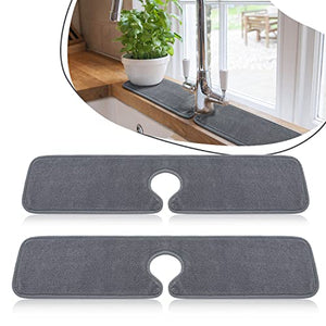 Sink Splash Guard Behind Faucet: PoYang Sink Splash Guard, Kitchen Faucet Mat, Sink Faucet Mat for Kitchen, Faucet Splash Catcher, Sink Water Splash Guard, Machine Washable (2Pack, 24'' x 5.1'')